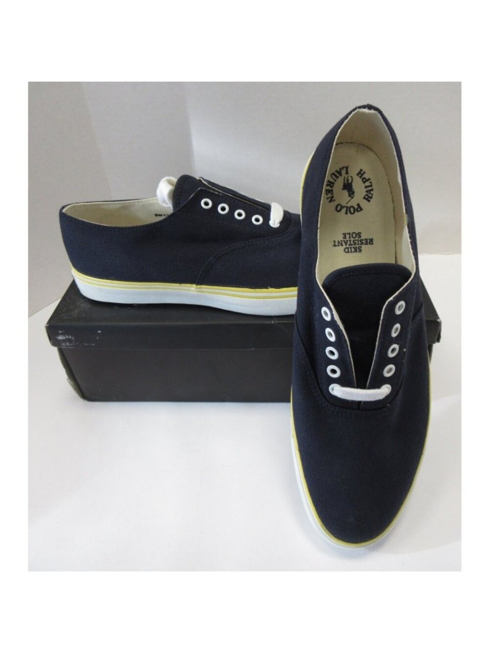 VGT Polo Ralph Lauren Sneakers 10.5 D Navy Canvas Skid Resistant Sole *